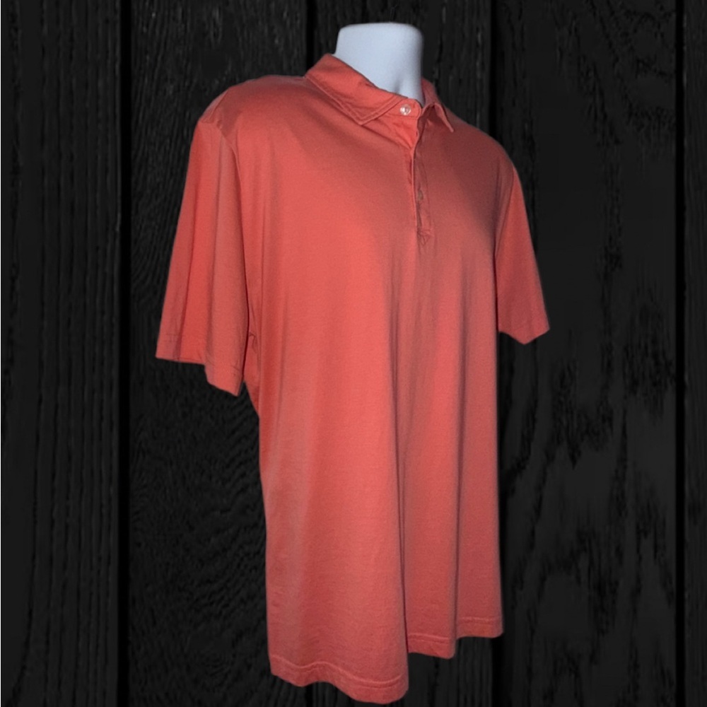 Peter Millar Polo Shirt Solid Aqua MF20K80CS (Orange) Cotton Men''s Size - Large - Picture 3 of 10